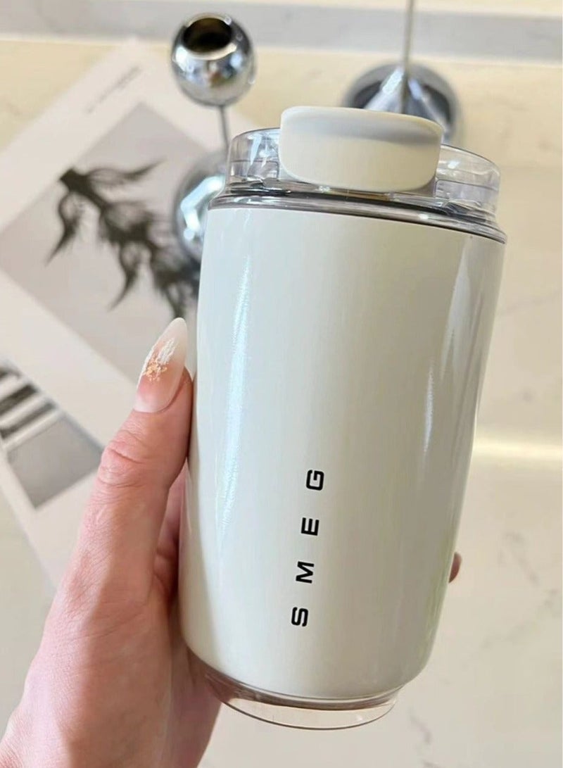 سميج كوب قهوة للسفر، كوب مشروبات معزول بسعة 240 مل مع غطاء مانع للتسرب، كوب قهوة طويل الأمد مع غطاء، ترمس قهوة للسفر - Image 1